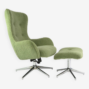 Ensemble fauteuil et repose pied lamb vert