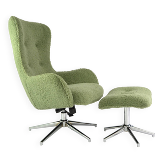 Green LAMB armchair and footstool set