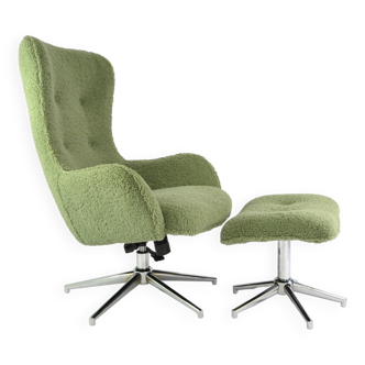 Ensemble fauteuil et repose pied lamb vert