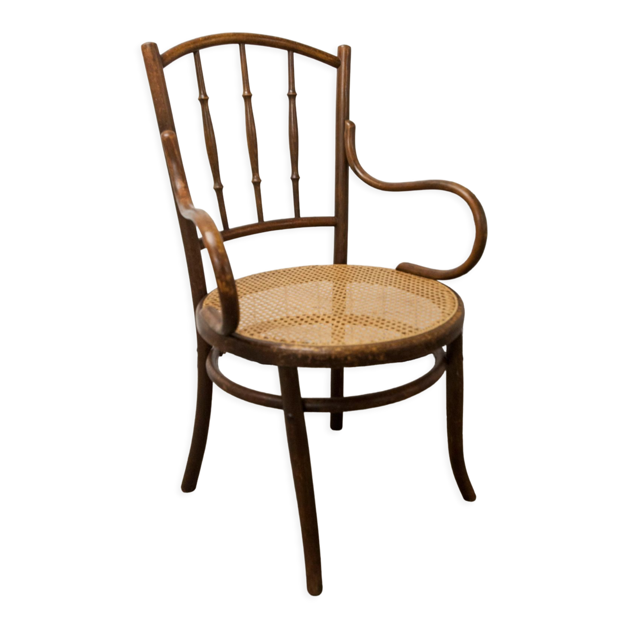 Fauteuil scandinave Fischel cannage 1900