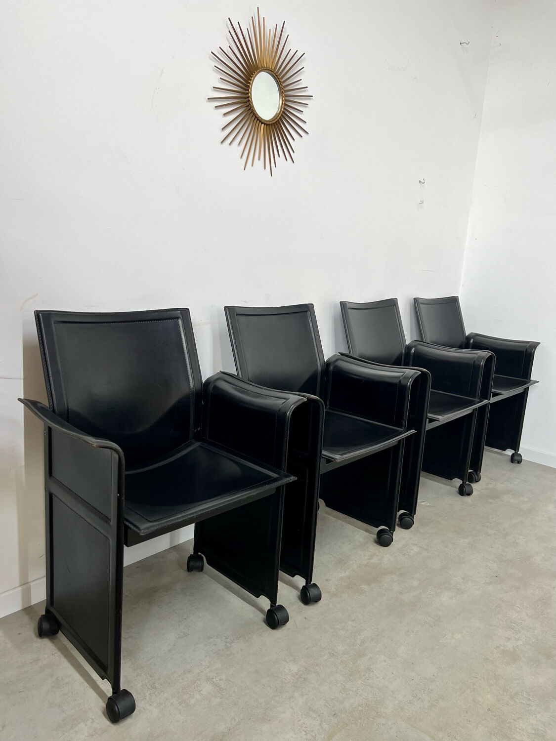 Lot 4 old armchairs "Korium" by Tito Agnoli for Matteo Grassi 1980