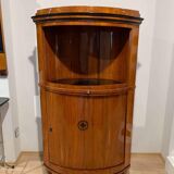 Biedermeier Corner Cabinet, Cherry Veneer, Ebony Inlay, South Germany circa 1820