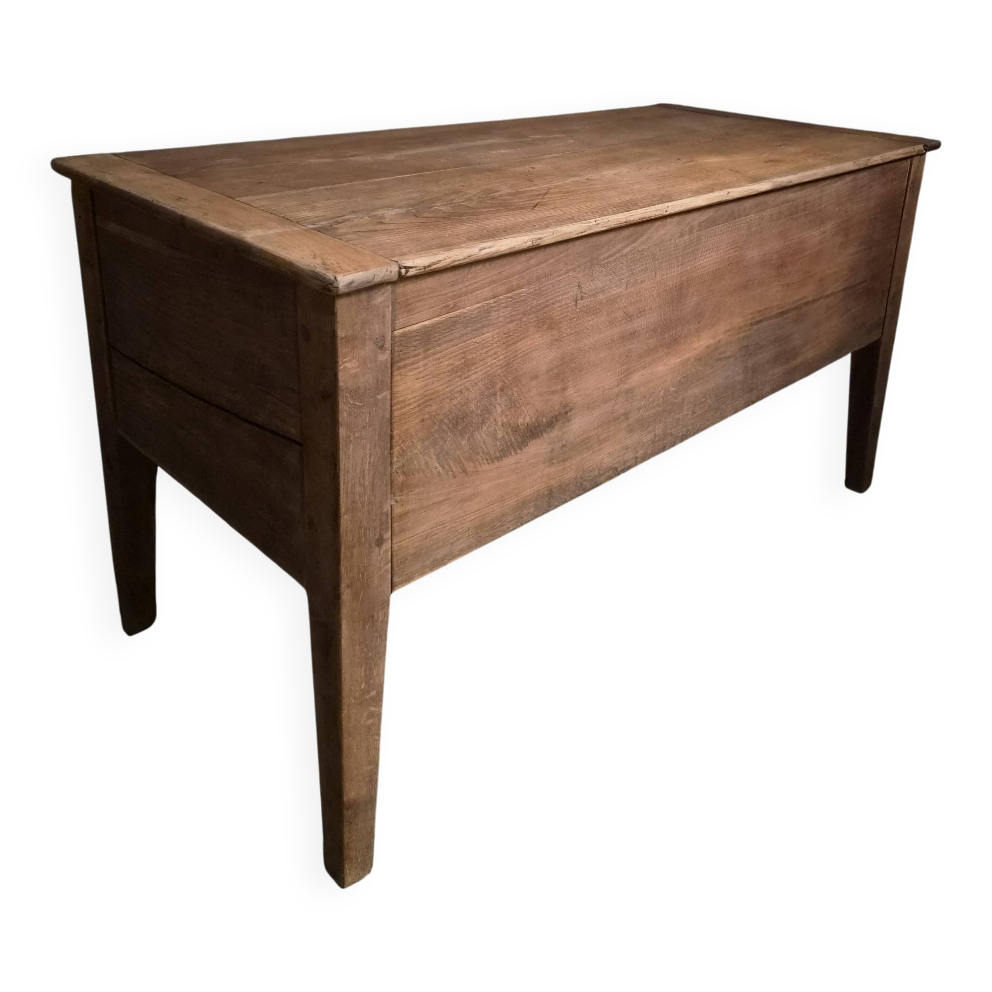 Antique French flour chest in oak – 19th-century farmhouse side table