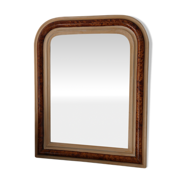 Antique Louis Philippe style mirror, burl wood