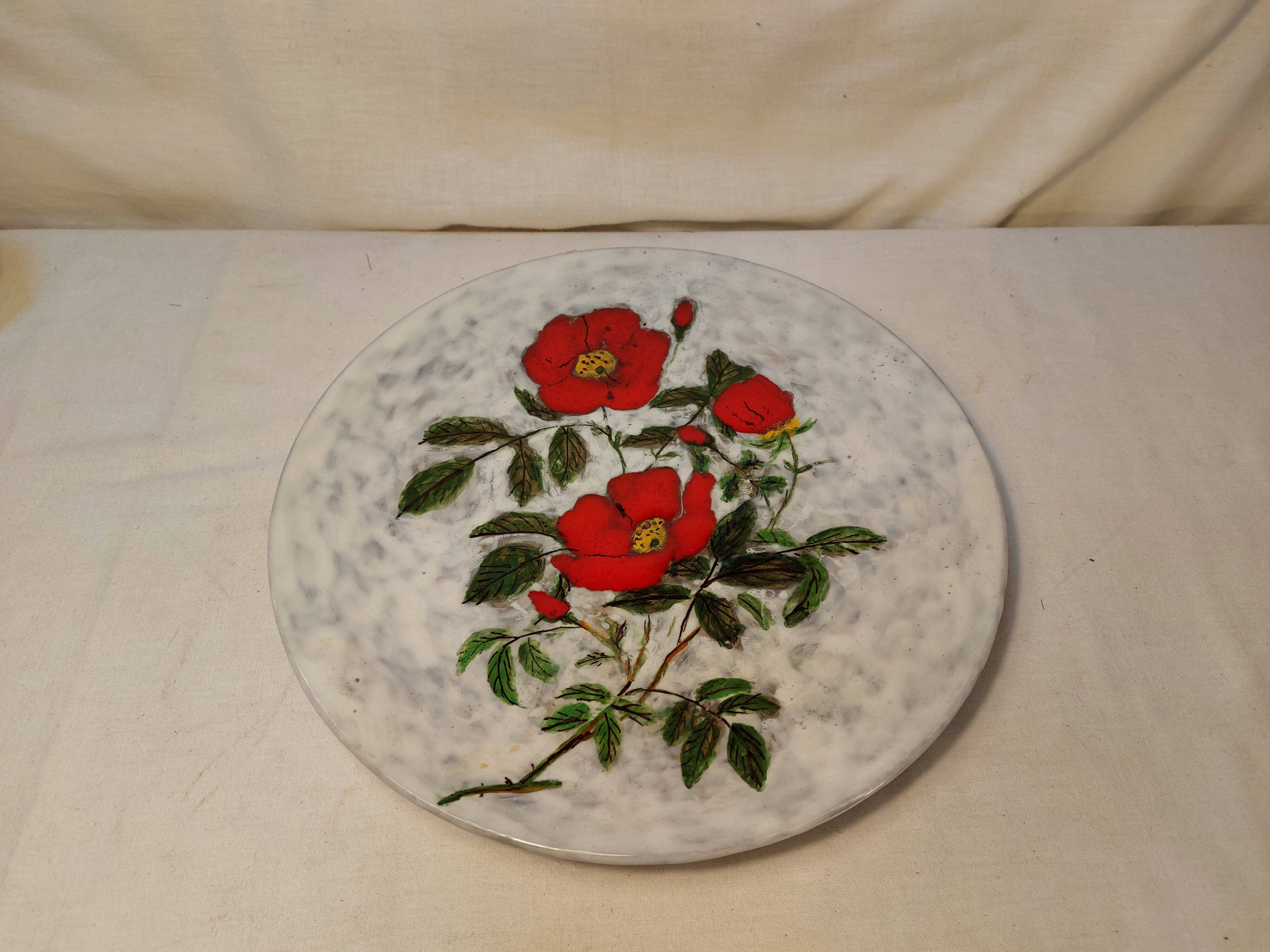 Vintage glazed ceramic cake plate signed ZINGARO - Italy 1960s