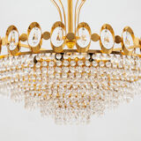 Gold Palwa Gilt Brass and Crystal Chandelier, Germany, 1970s