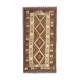 Tapis Afghan Kilim vintage fait main, géométrique en laine brune tissée plate- 97x198cm