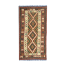 Tapis Afghan Kilim vintage fait main, géométrique en laine brune tissée plate- 97x198cm