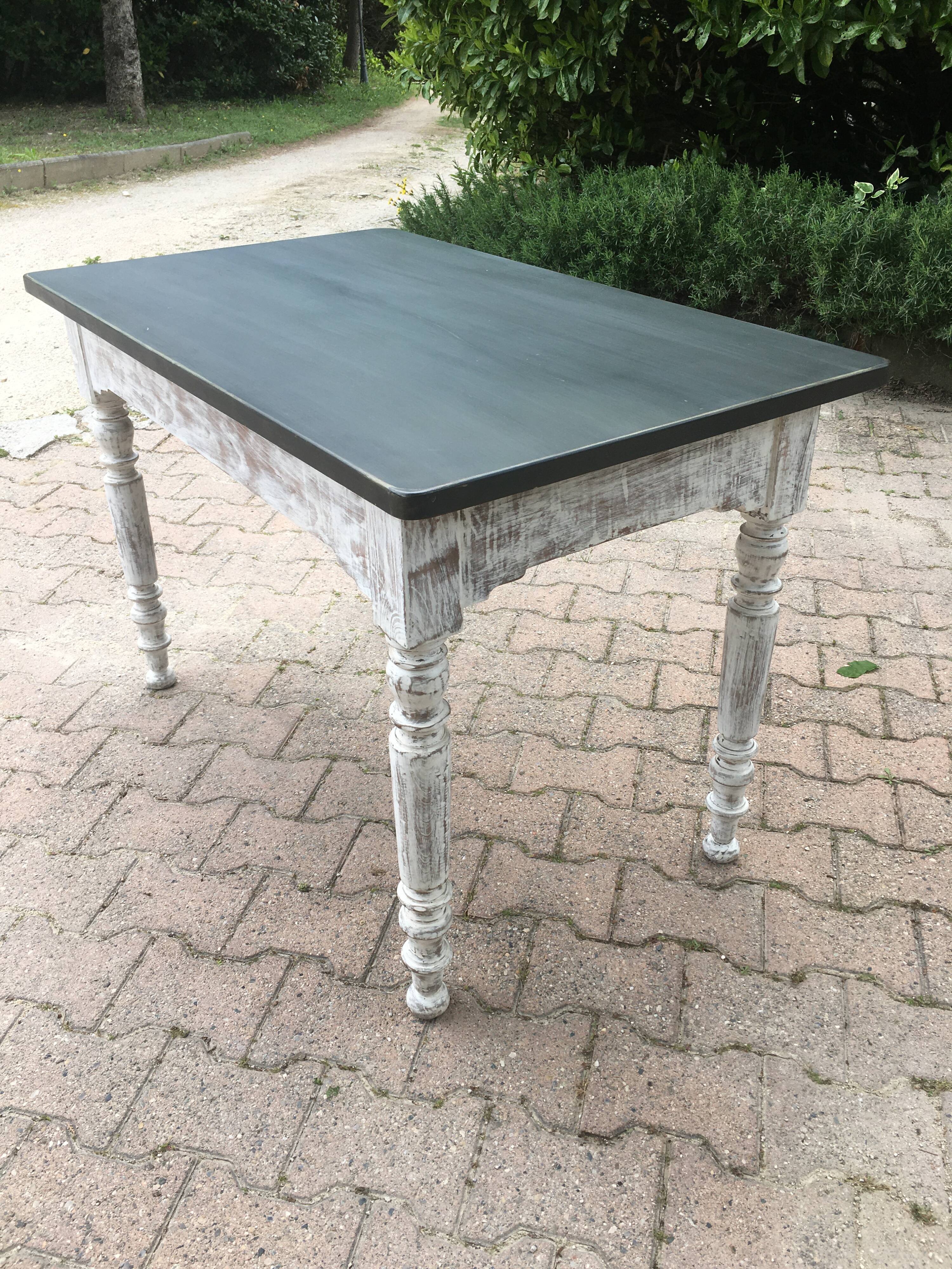 Louis Philippe table with a metal top