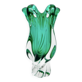 Vase Josef Hospodka Chřibská Cristal de Bohême Vert Émeraude 18 cm c60