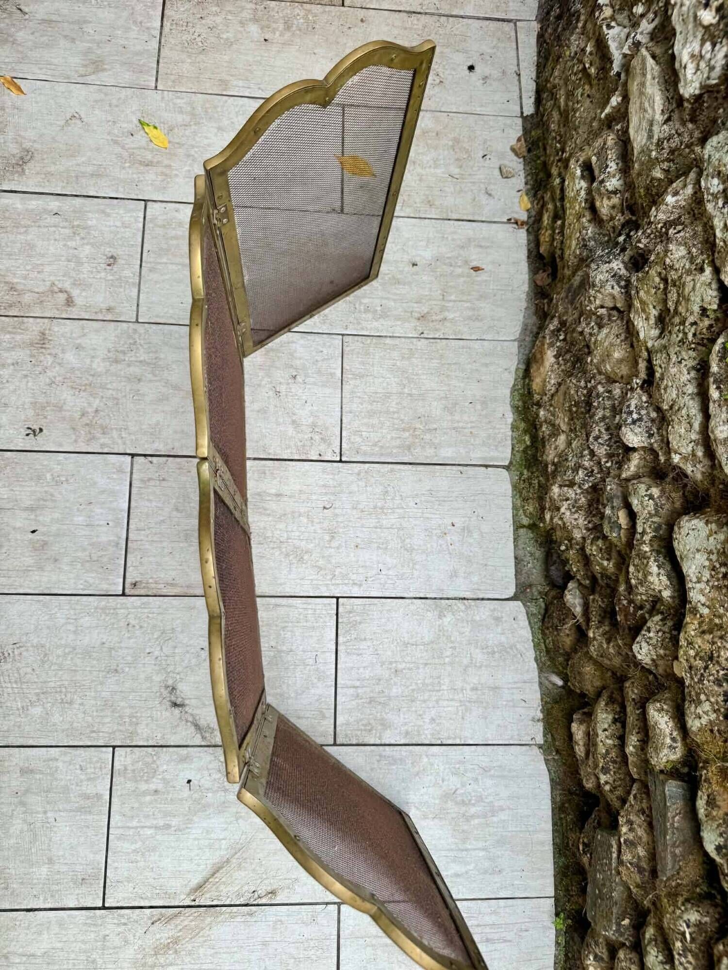 Vintage brass fireplace screen