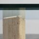 Mid‑Century Italian Dining Table with Glass Top and Travertine Base, 1970s
