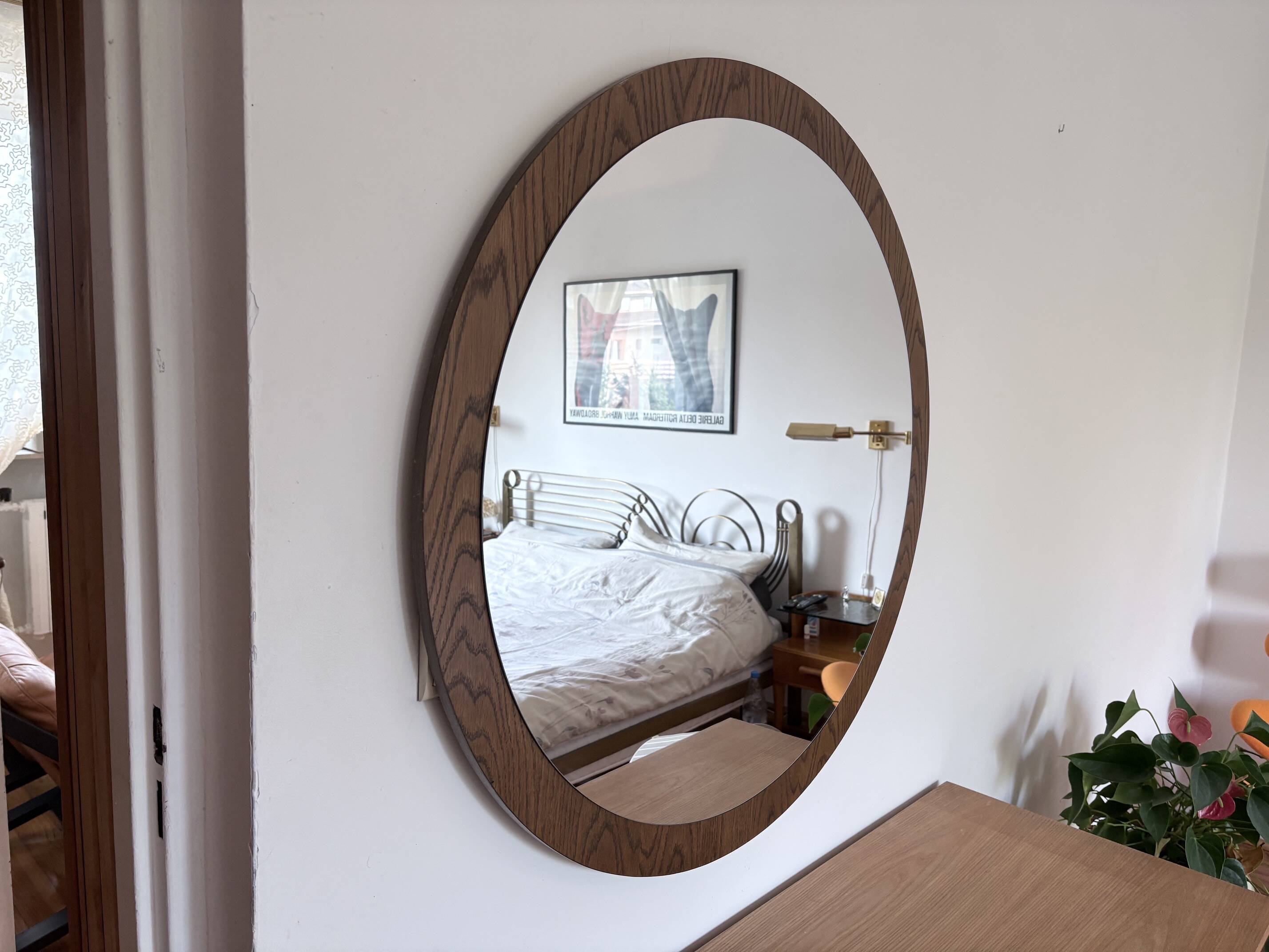 Miroir scandinave XL, 94 cm, années 1960