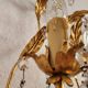Hand-forged wall lamp gilded with gold leaf and crystals, Italy