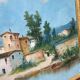 Oil painting on canvas, house and lake, 120x80cm