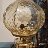 Table lamp, tripod, golden brass, vintage, 50s