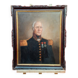 Peinture à l'huile d'un soldat antique du XIXe siècle en uniforme militaire