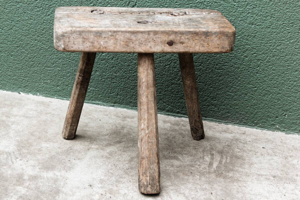 Brutalist Cowherd Stool, Tripod