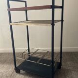 Vintage teak and metal bar trolley