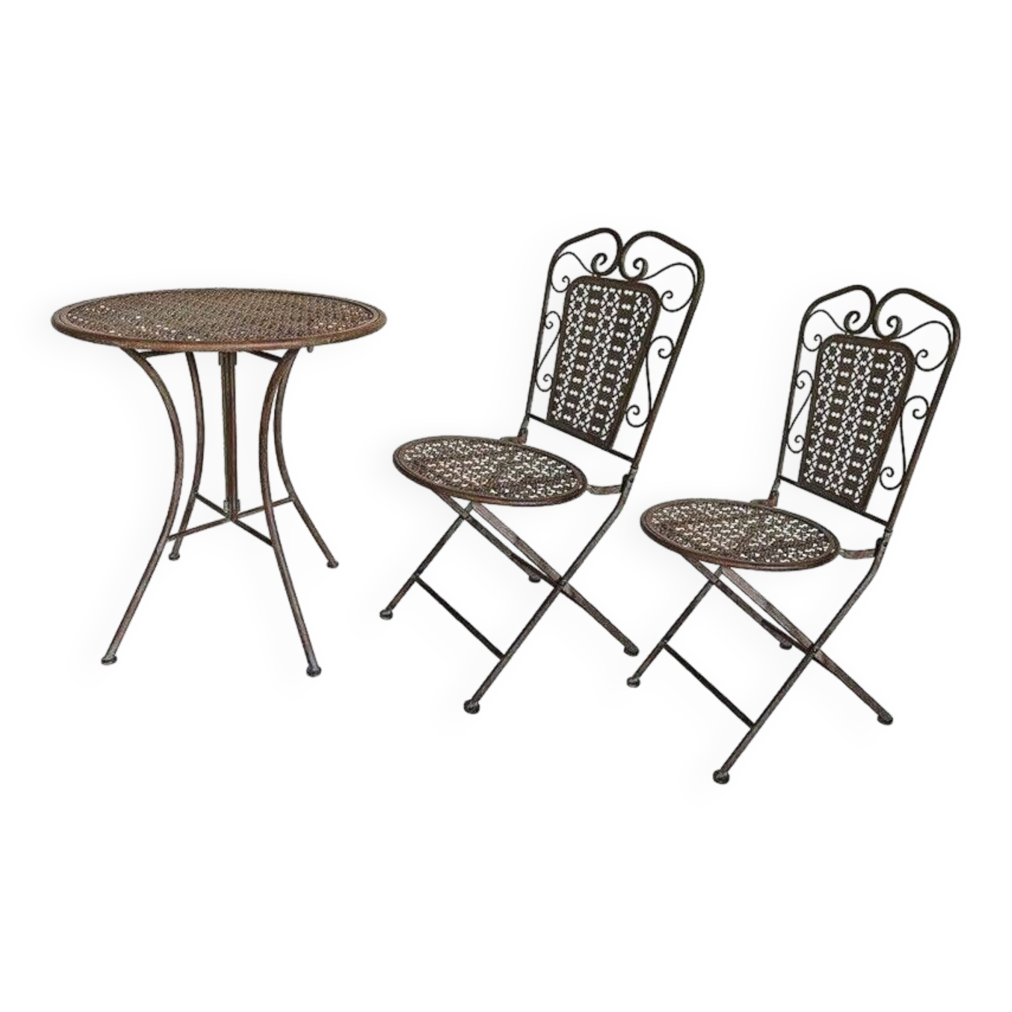 folding garden furniture in patinated iron
