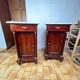 Pair of Napoleon III bedside tables in mahogany and marble