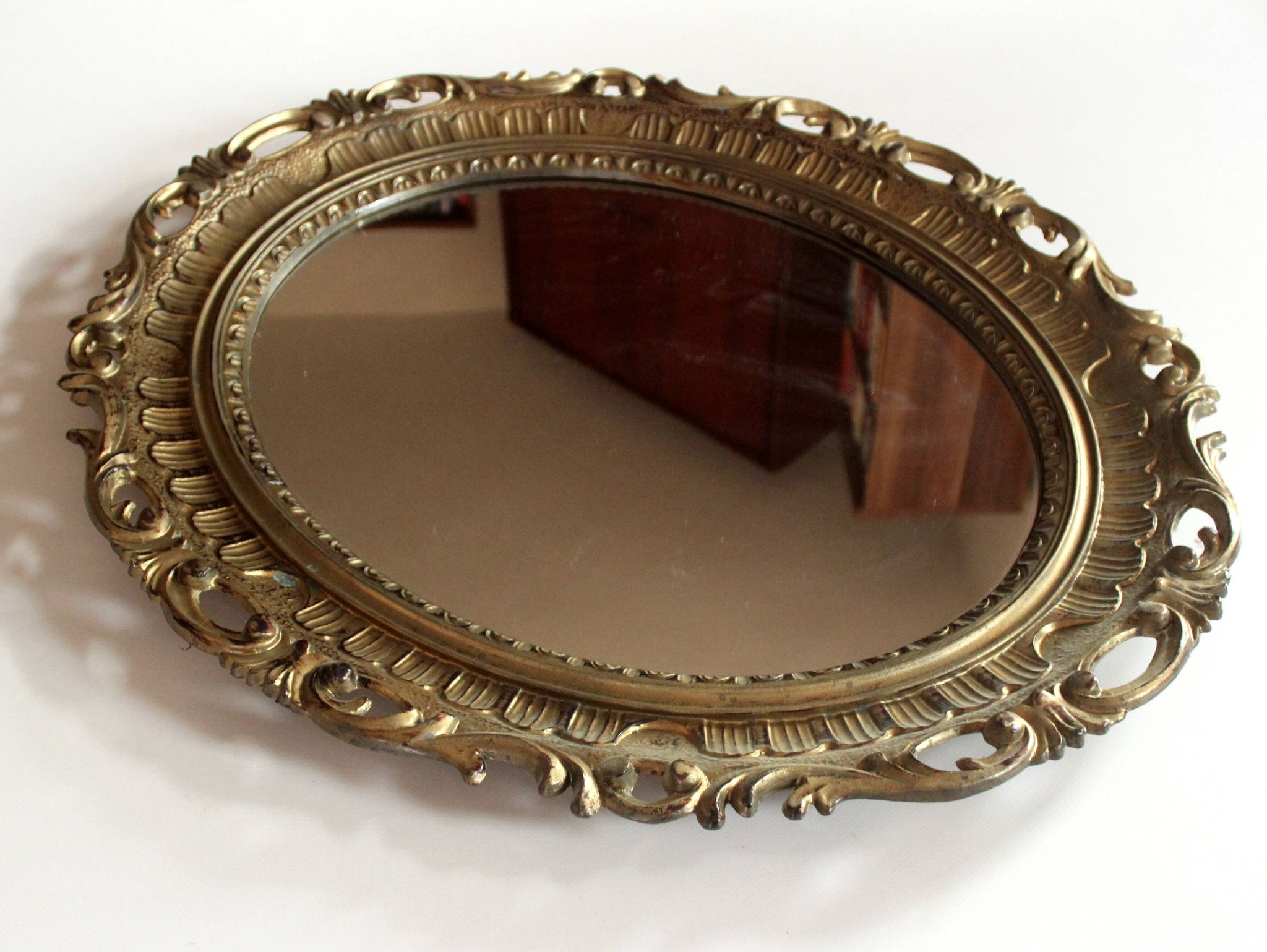 Wooden wall mirror - florentine style - vintage from the 70s