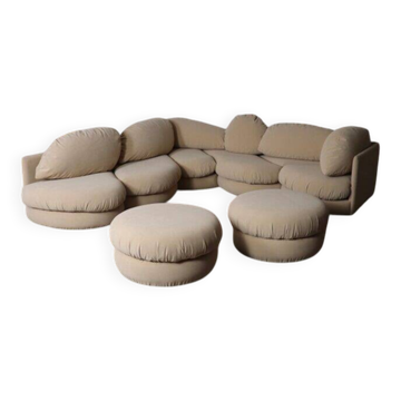 Sculptural sofa in beige by Wiener Werkstätte, Austria 1970s