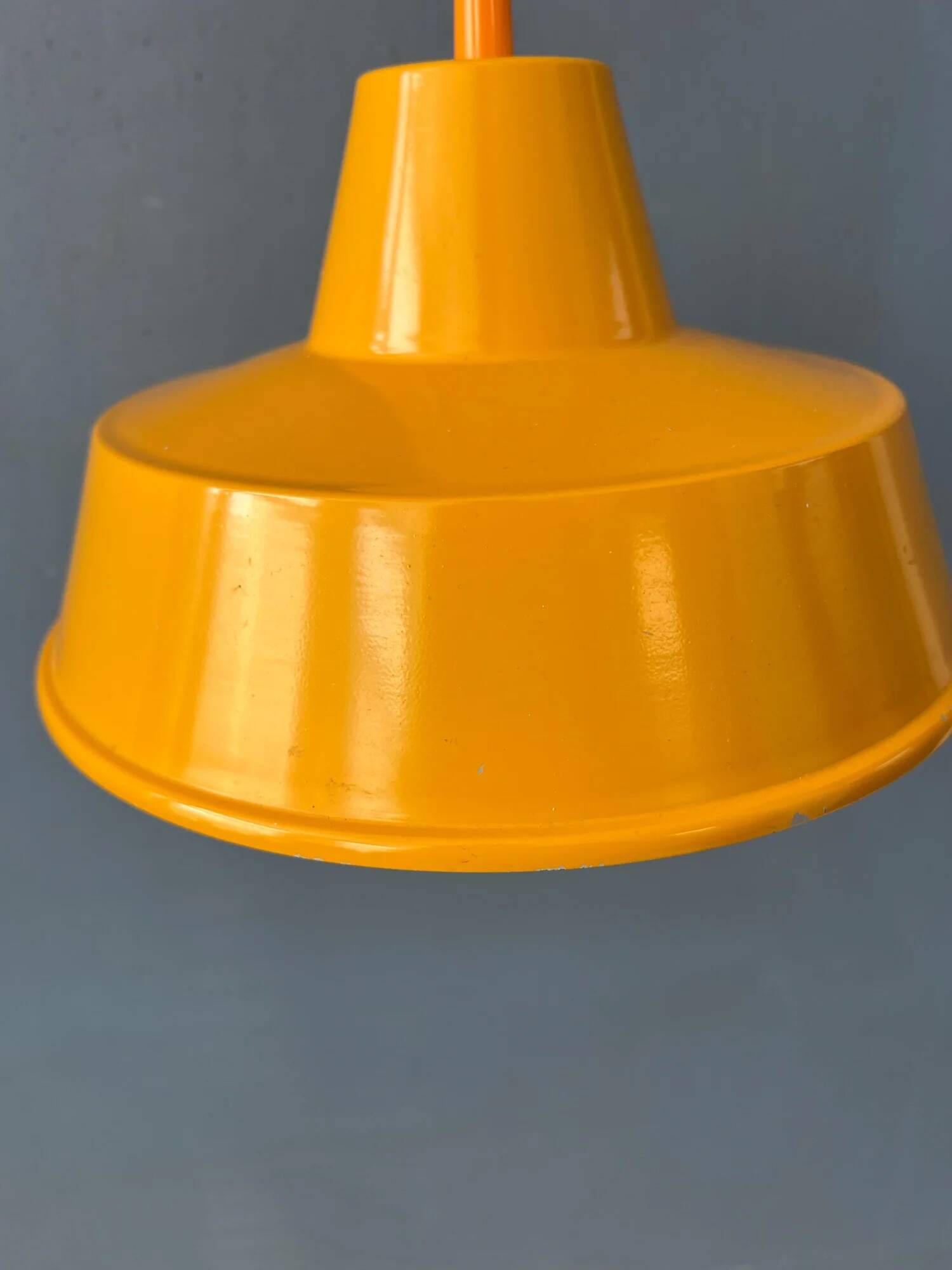 Small vintage yellow industrial pendant lamp