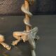 Pair of candlesticks with snakes, gilded bronze 19th century
