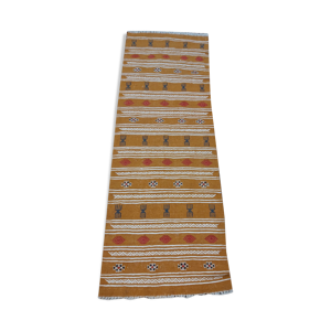 Tapis couloir couleur moutarde fait main en pure laine