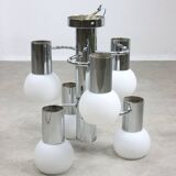 Vintage Italian Chrome and Opaline Chandelier