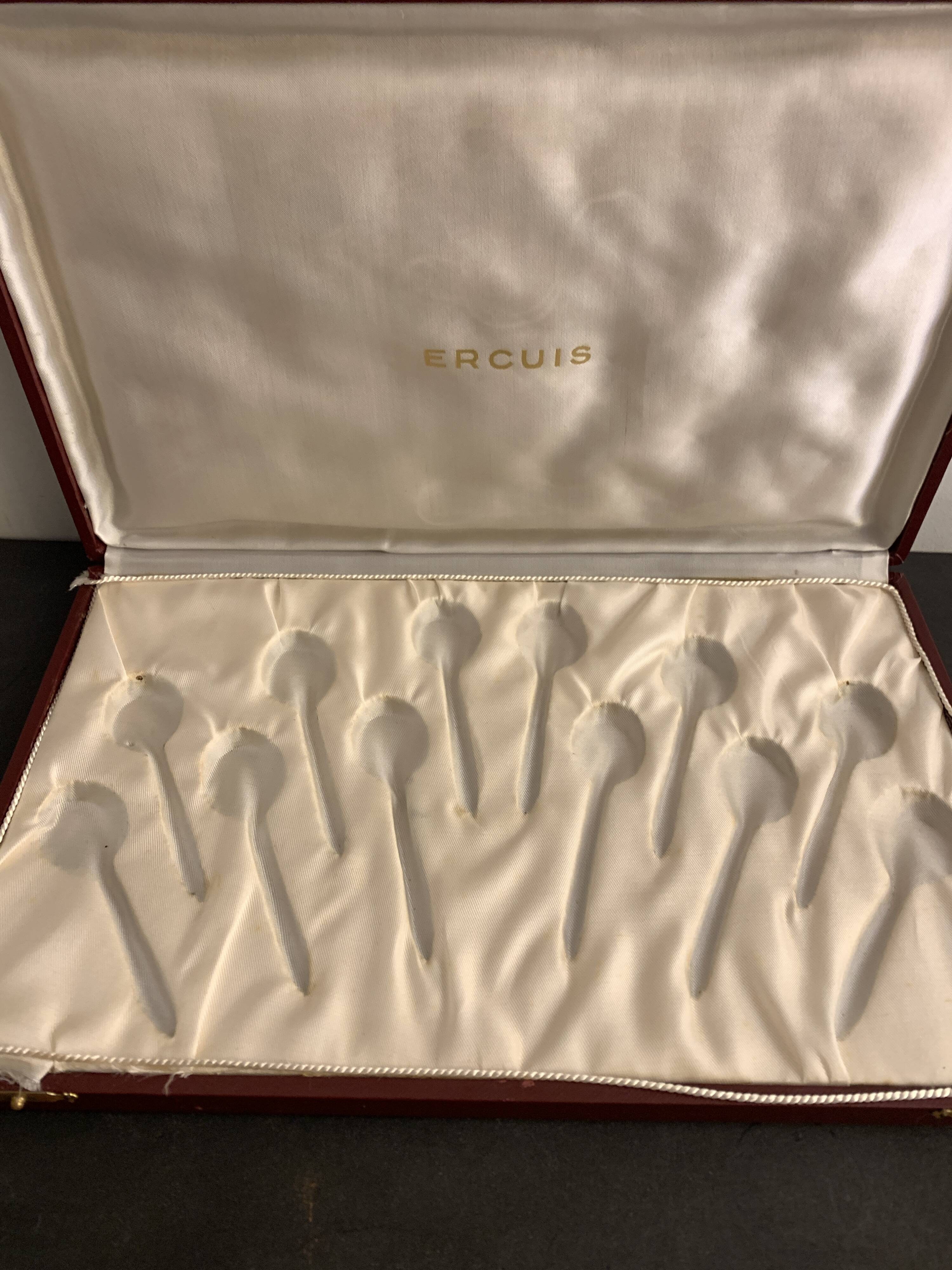 12 mocha spoons or coffee in Ercuis silver metal in their original box