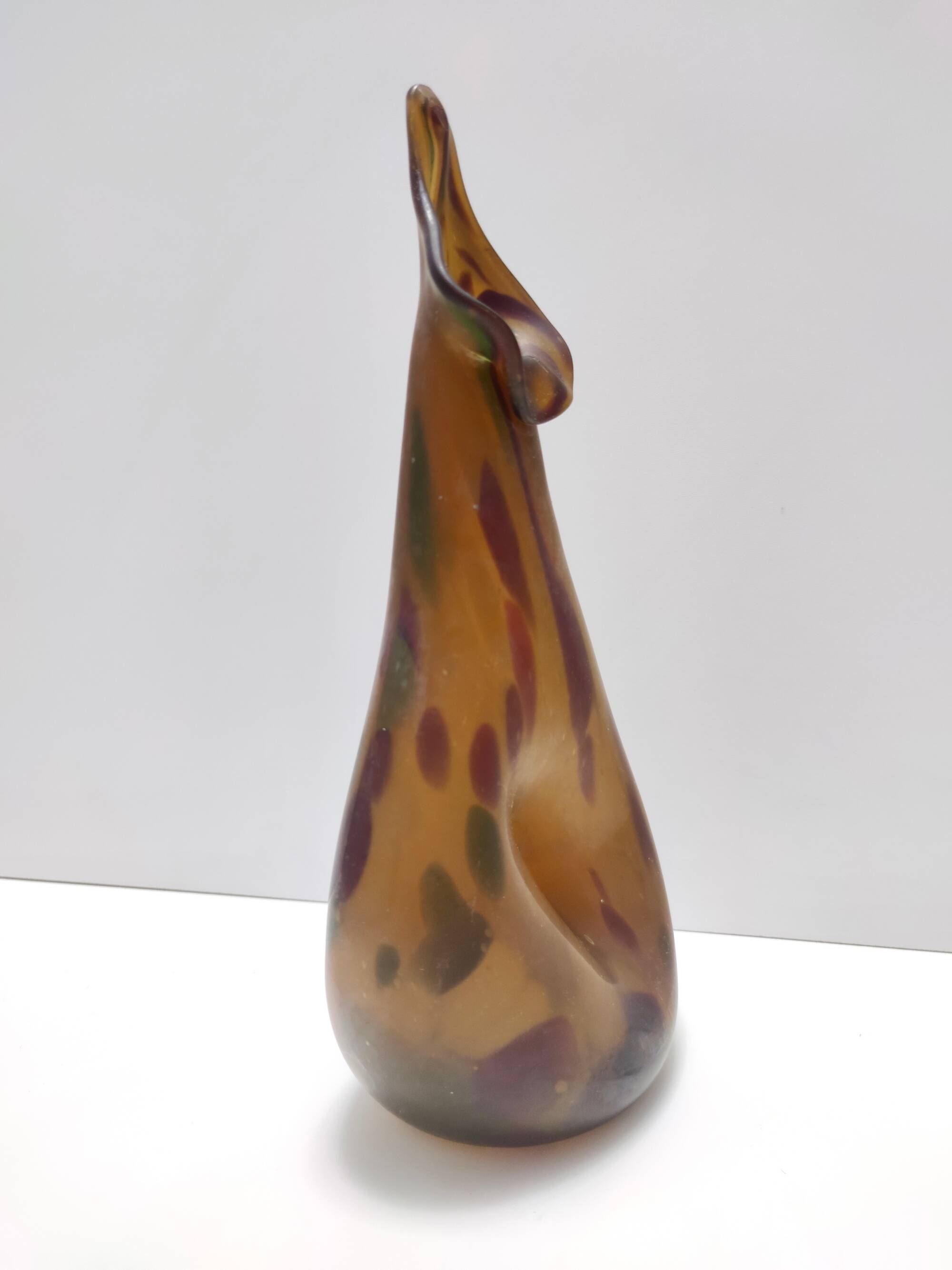 Experimental Amber Murano Glass Vase attr. to Anzolo Fuga, Italy