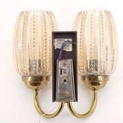 Pair of Graewe wall lights in brass and tinted glass, 1960s.