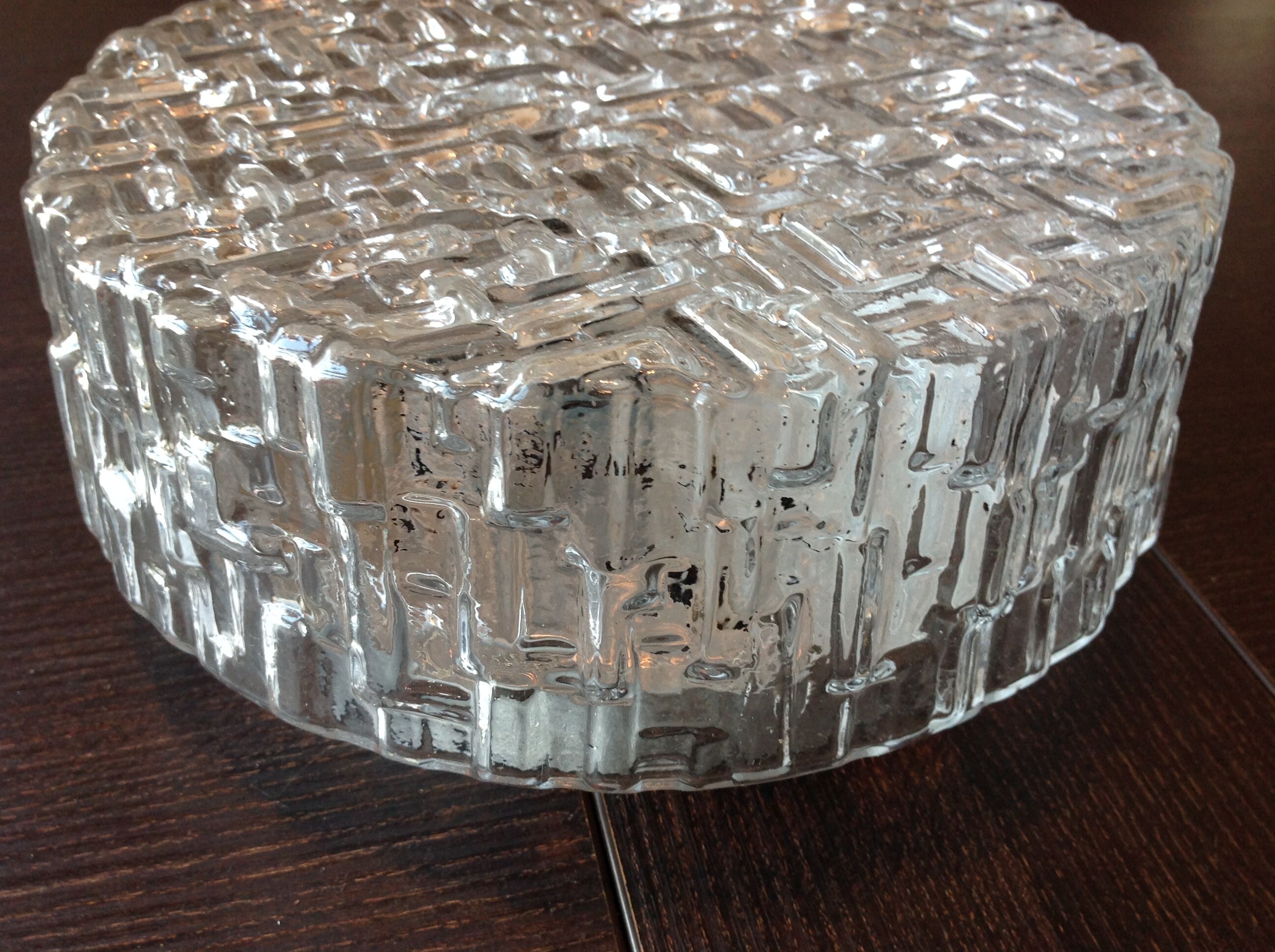 Round ceiling lamp in bulled glass / vintage 60s/70s