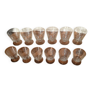 Service 12 Verres en Cristal de Bohême gravé