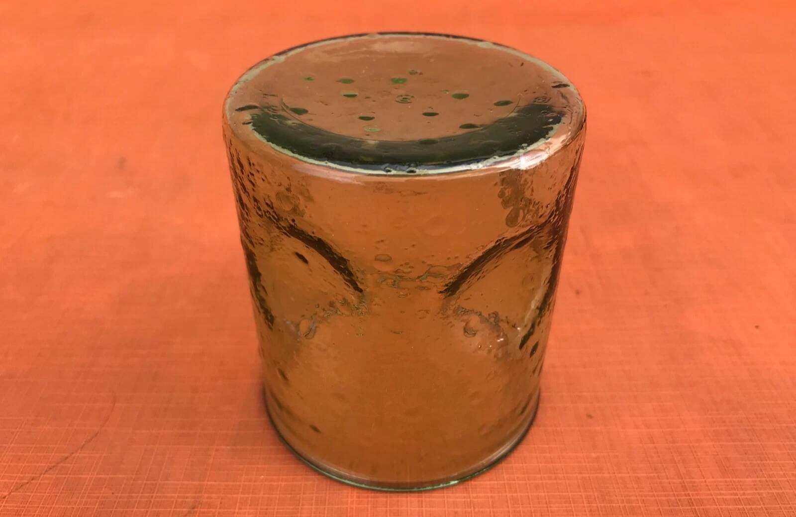 1970s (lot 3) 5 orangeade glasses Bubbled and coloured glass