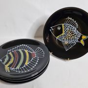 Set of 6 vintage plates with fish decoration after Robert Picault, 1960, 24 cm