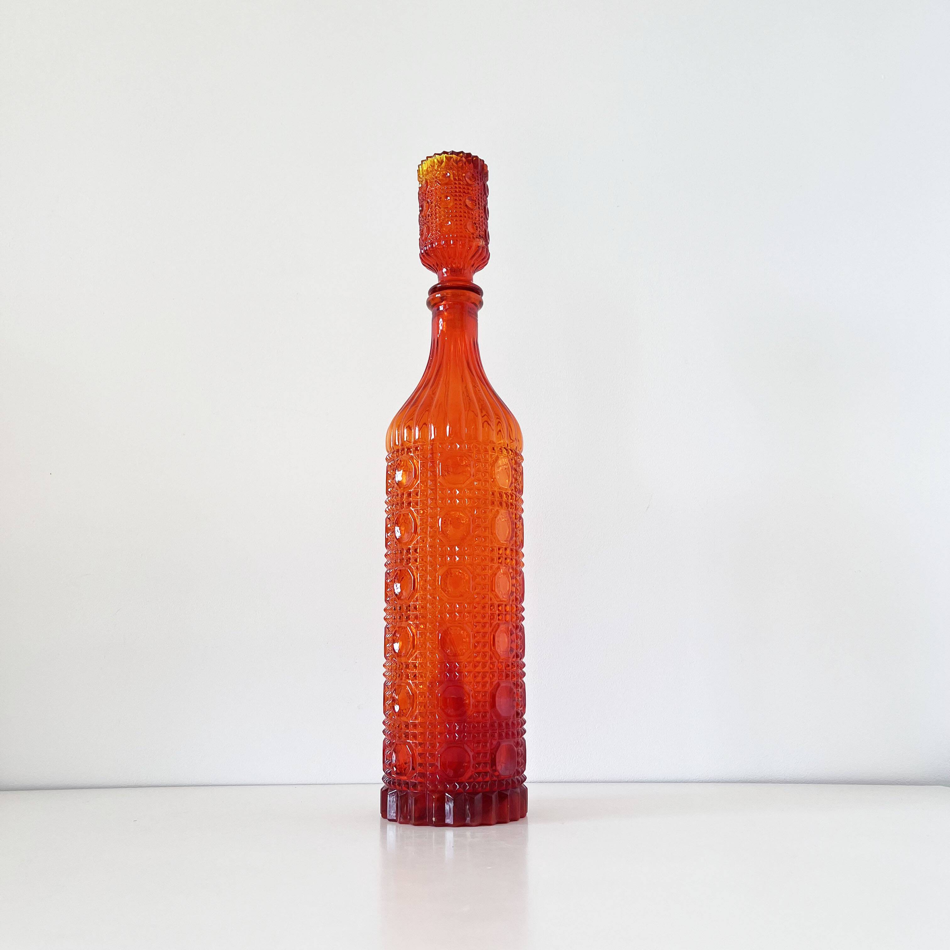 Italian carafe empoli orange red 1960