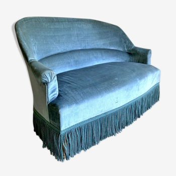 Banquette Crapaud velours bleu