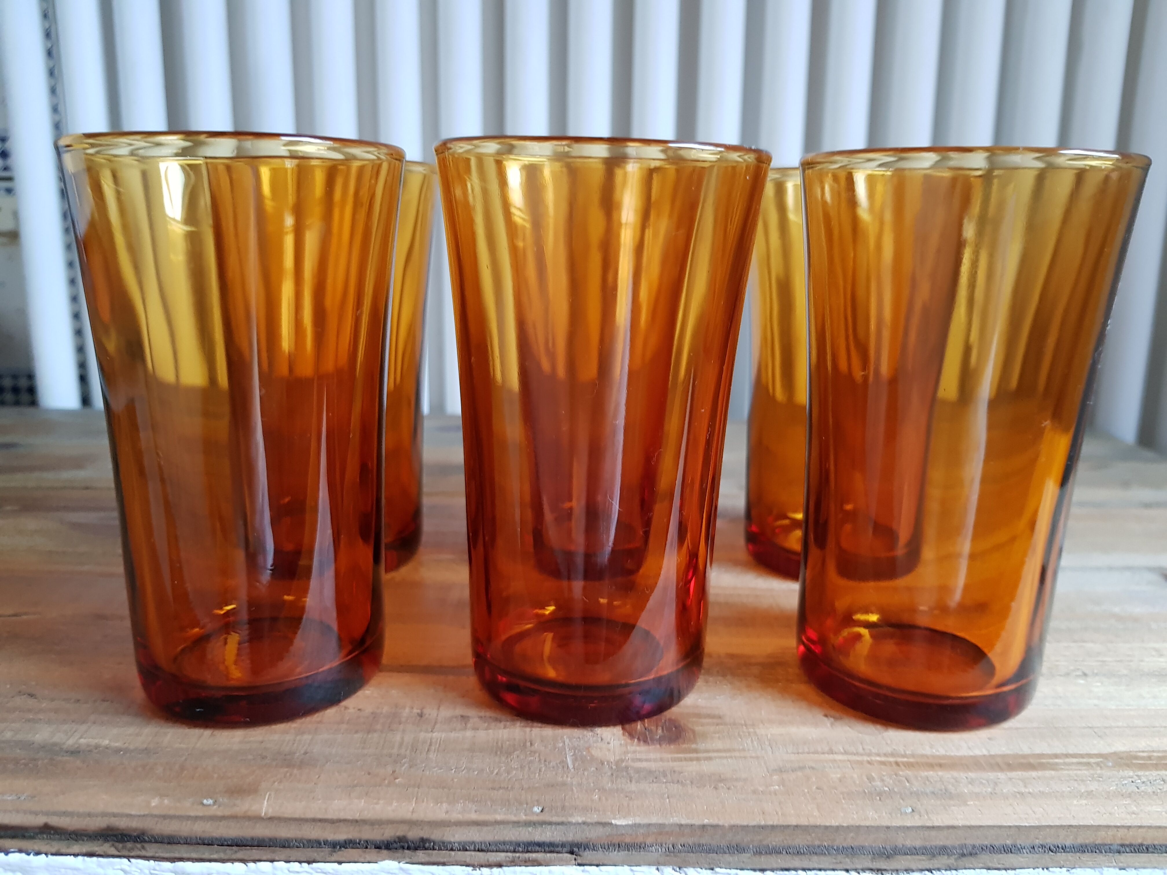 Set de 6 verres vintage en verre brun