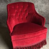 Fauteuil crapaud en velours rouge