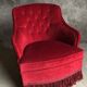 Red velvet toad armchair