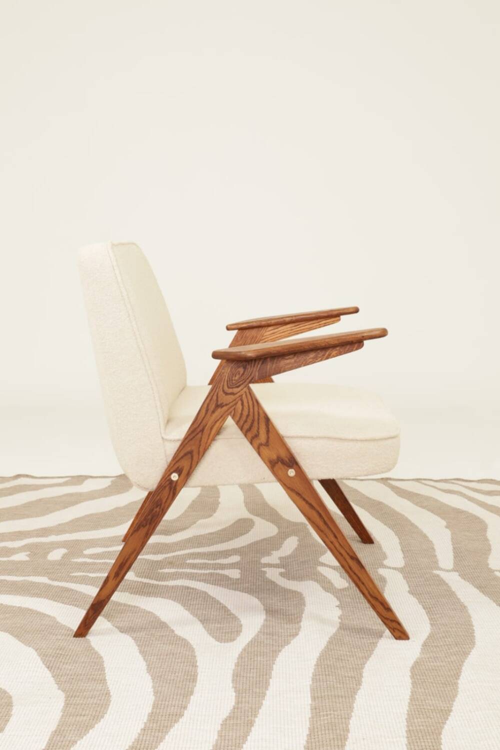 Fauteuils MID century chaise longue vintage en écru lot de 2 fauteuils