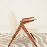 Fauteuils MID century chaise longue vintage en écru lot de 2 fauteuils