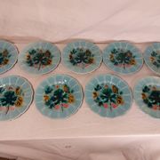 Series of 9 dessert plates in Majolica slip Faience of Sarreguemines