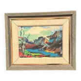 Original Swedish Oil on Panel – “Mountain Landscape” – Vintage & Framed