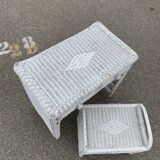 Coiffeuse et tabouret rotin