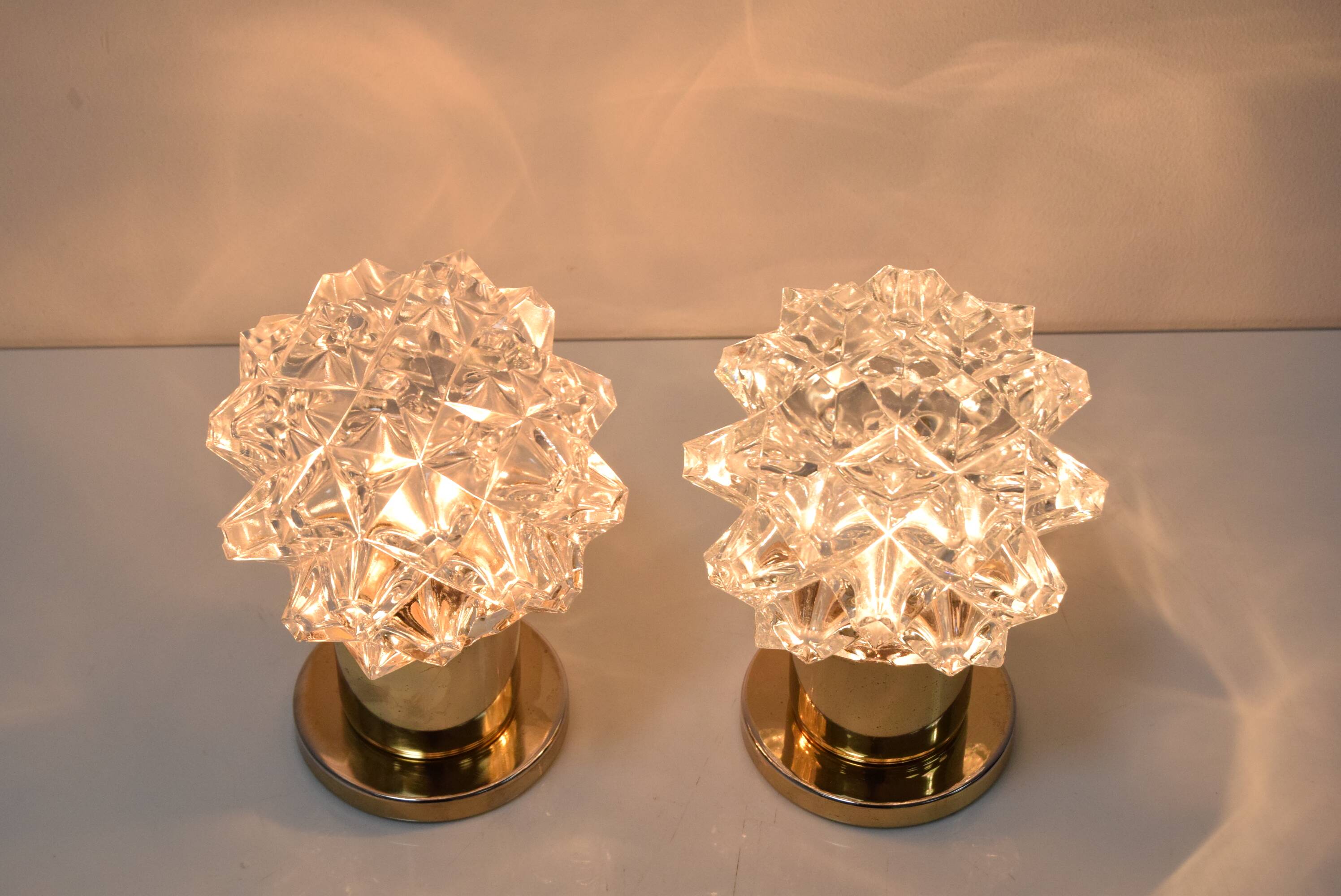 Pair of Design Table or Wall Lamps by Preciosa, Kamenicky Senov, Czechoslovakia, 1960's.