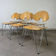 6 Mikado chairs 1800, stackable, design by Walter Leeman for Kusck&co.